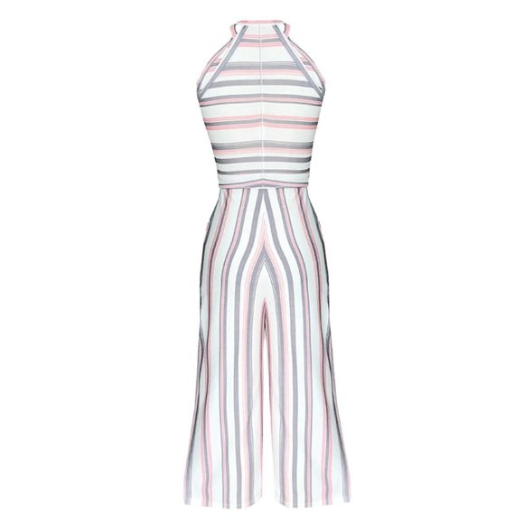 Italian  Pink Stripe Jumpsuit with Pockets - Picture 8 of 16